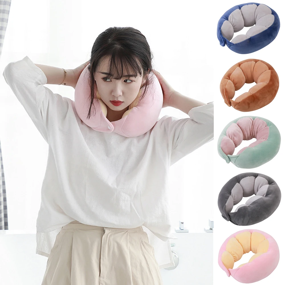 Memory Foam U-shaped Travel Pillow Neck Support Head Rest Airplane Soft Cushion