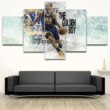 

Stephen Curry Poster Modular Picture Canvas Decorativos Painting HD Prints Basketball Kid Room 5 Piece Canvas Art Pop Wall Decor