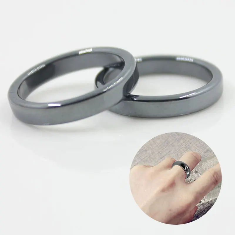 Hämatitring Für Damen Und Herren, Schlichter Natursteinring_voghion.com
