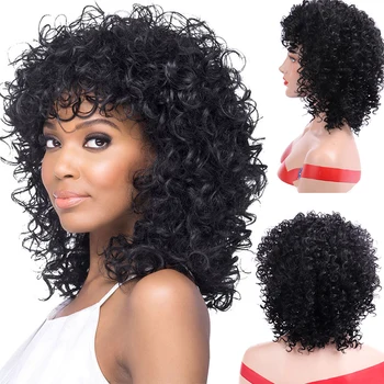 

DIANQI synthetic hair afro kinky curly bob deep wave density short wig with blond red black wig for women style
