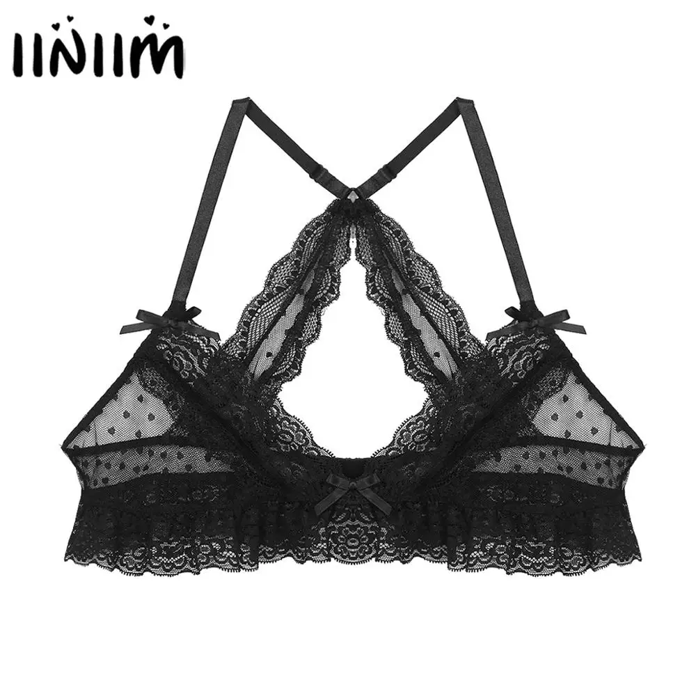 Мужской укороченный топ без косточек Sissy Exotic Прозрачное нижнее белье в горошек