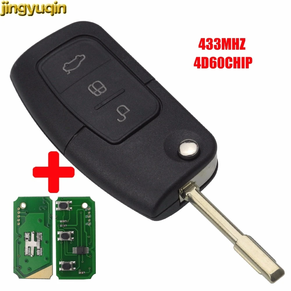Jingyuqin 433 МГц 3 BTN складной дистанционный ключ для Ford Focus Fiesta C Max Ka Mondeo Galaxy S FO21 без