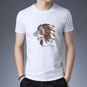 

2020 Casual Men Short Sleeve Teenager O-Neck Shirt High Street Slim Character Printed Black/White Casual Shirt Plus Size 4XL