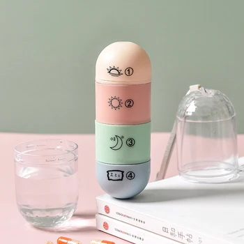 

Fashion Waterproof Pill Box Household Travel Portable Medicine Storage Box Rotatable Independent Four Grid Pill Case Dispenser