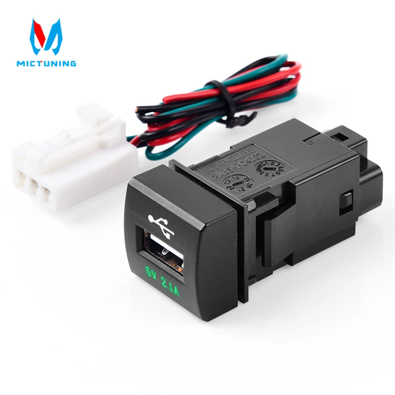 USB Автомобильное зарядное устройство MICTUNING 2.1A с синим индикатором для телефонов и