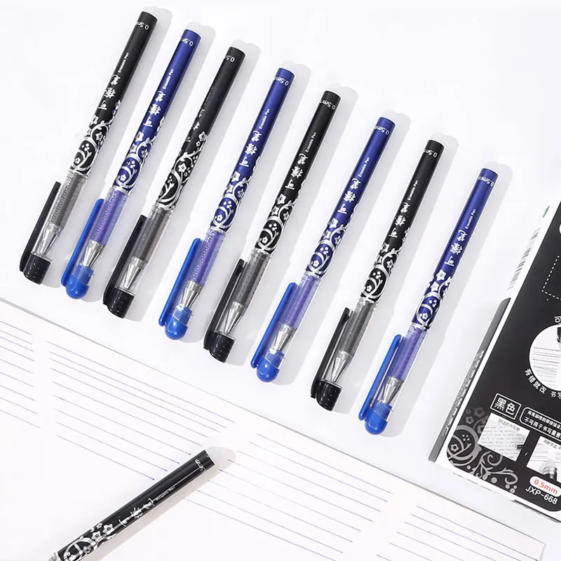 Erasable Pen Set 0.5mm Needle Bullet Tip Gel Ink Pens Refills Rods write erase Washable Handle for School Office Supplies