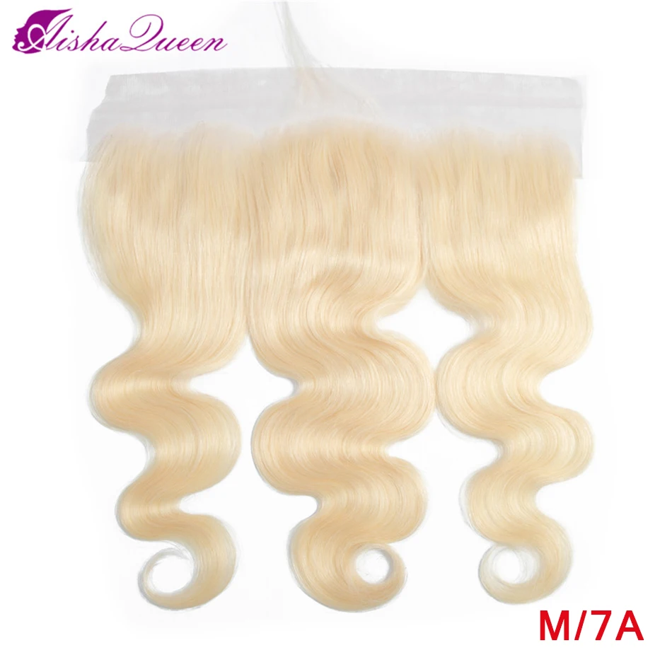 Aisha queen 613 блонд бразильские объемные Волнистые Кружева Фронтальная застежка средний коэффициент 13*4 не Реми человеческие волосы закрытие