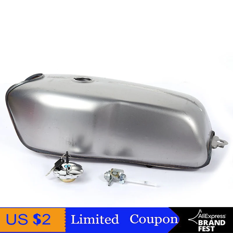 9L 2.4Gal Vintage Cafe Racer Gas Tank Universal Motorcycle Fuel Tank Bare  Steel With Thick Iron Cap Switch For YAMAHA RD50 RD350