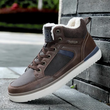 

Men Fashion men's Boots New Men Winter Warm Ankle Boots Casual Lace-up Snow Boots Shoes