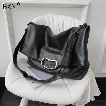 

[BXX] High Capacity Solid Color PU Leather Shoulder Bucket Bags For Women 2020 Fashion Handbags Ladies Trend Travel Bag HO347