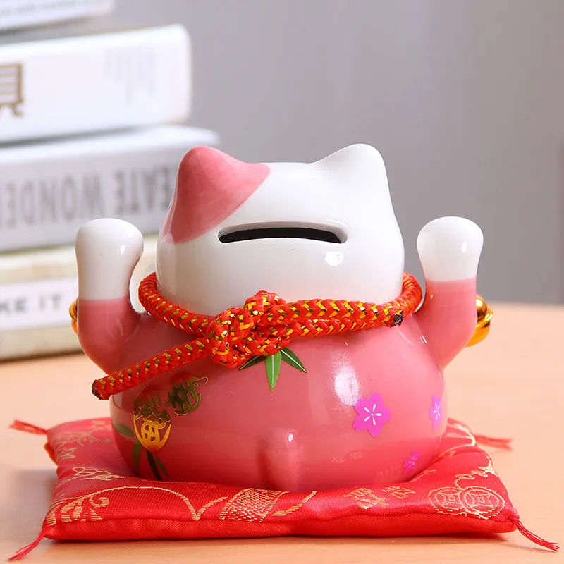 6 цветов 4,5 дюймов Maneki Neko фарфор Lucky Cat домашний декор копилка украшения Фортуна милый кот Копилка фэн шуй ремесло