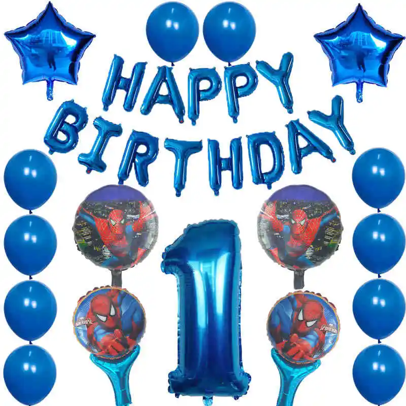 30 шт. воздушные шары из фольги Человека-паука 1, 2, 3, 4, 5, 6, 7, 8, 9st, украшения для дня рождения, 30 дюймов, красные, синие воздушные шарики, детские игрушки