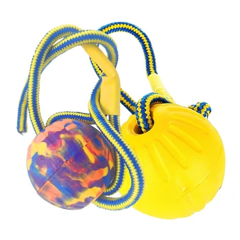 

4Pcs Dog Rope Ball EVA Rubber Ball Interactive Pet Chewing Training Bite Resistant Toys With Rope for Puppy Teething