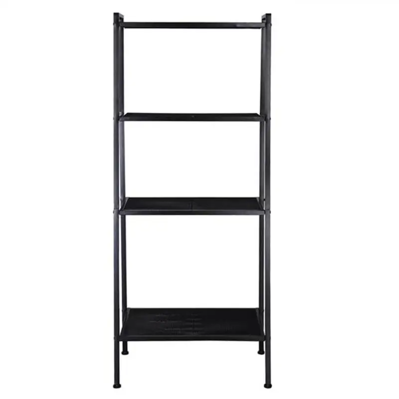 Widen 4 Tiers Iron Bookshelf Book Storage Display Rack Bookcase(Black) Ladder Shelf Unit Bookshelf Home Storage& Organization