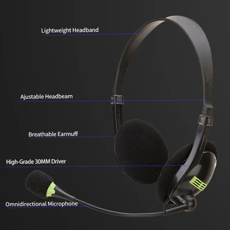 USB Wired Stereo s with Microphone Head Mounted Gaming Office Home Mute Headset