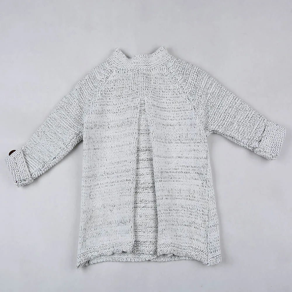 Милый зимний комплект для девочек, однотонная вязаный свитер-кардиган одежда девочек младенцев кнопка вязаный свитер; Прямая поставка