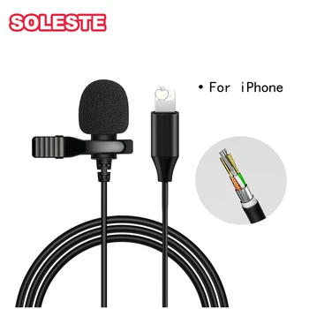 

SOLESTE Microfono condenser Omnidirectional Microphone professionnel Tie Clip Portable microfone Audio Mic for iPhone iPad Touch