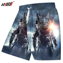 UJWI мужские пляжные шорты модные быстро Веселая 3D-печать звездное небо астронавт кошка плюс размер костюм Homme шорты 5XL