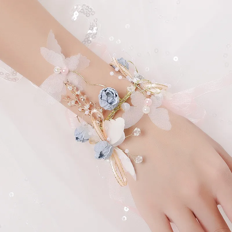 Wrist Corsage Bridesmaid Sisters Hand Flowers Artificial Bride Accessories For Wedding Dancing Party Decor | Дом и сад
