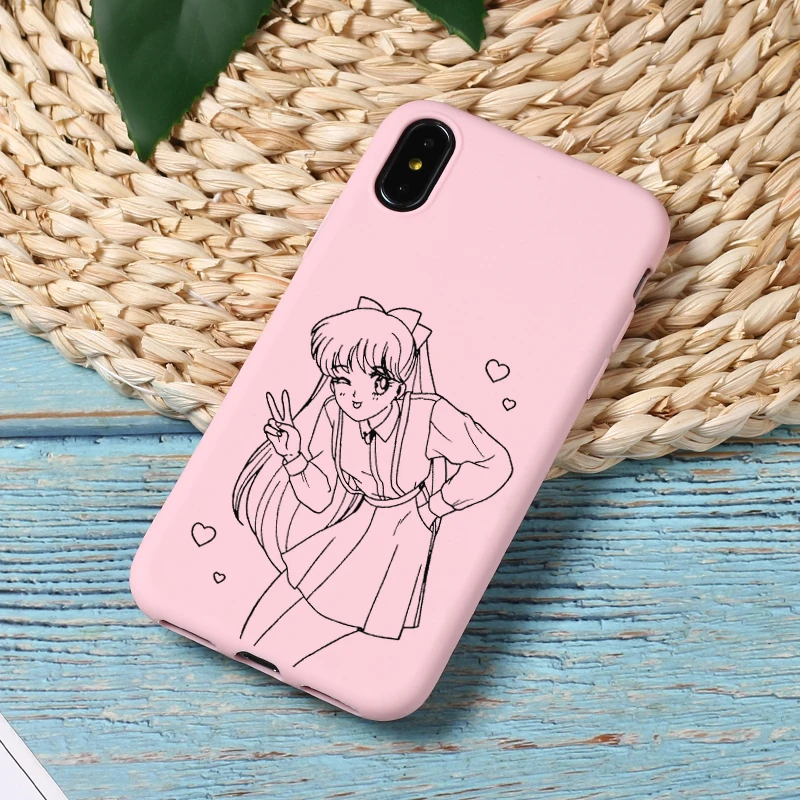 Японский аниме Kawaii чехол с принтом "Сейлор Мун" для samsung Galaxy S10 S9 S8 S7 S6 Plus Lite edge Мягкий силиконовый чехол для телефона - Цвет: Color4 Pink