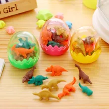 8Pcs Novelty Toys Mini Animal Dinosaur Eggs Pencil Rubber Eraser Students Educational Stationery Gift