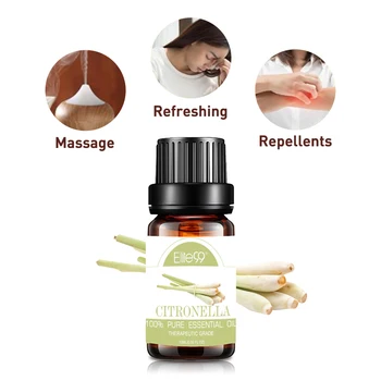 

Elite99 10ml Citronella Essential Oil for Humidifier Aromatherapy Diffusers Repellents Massage Oil Refreshing Essential Oils
