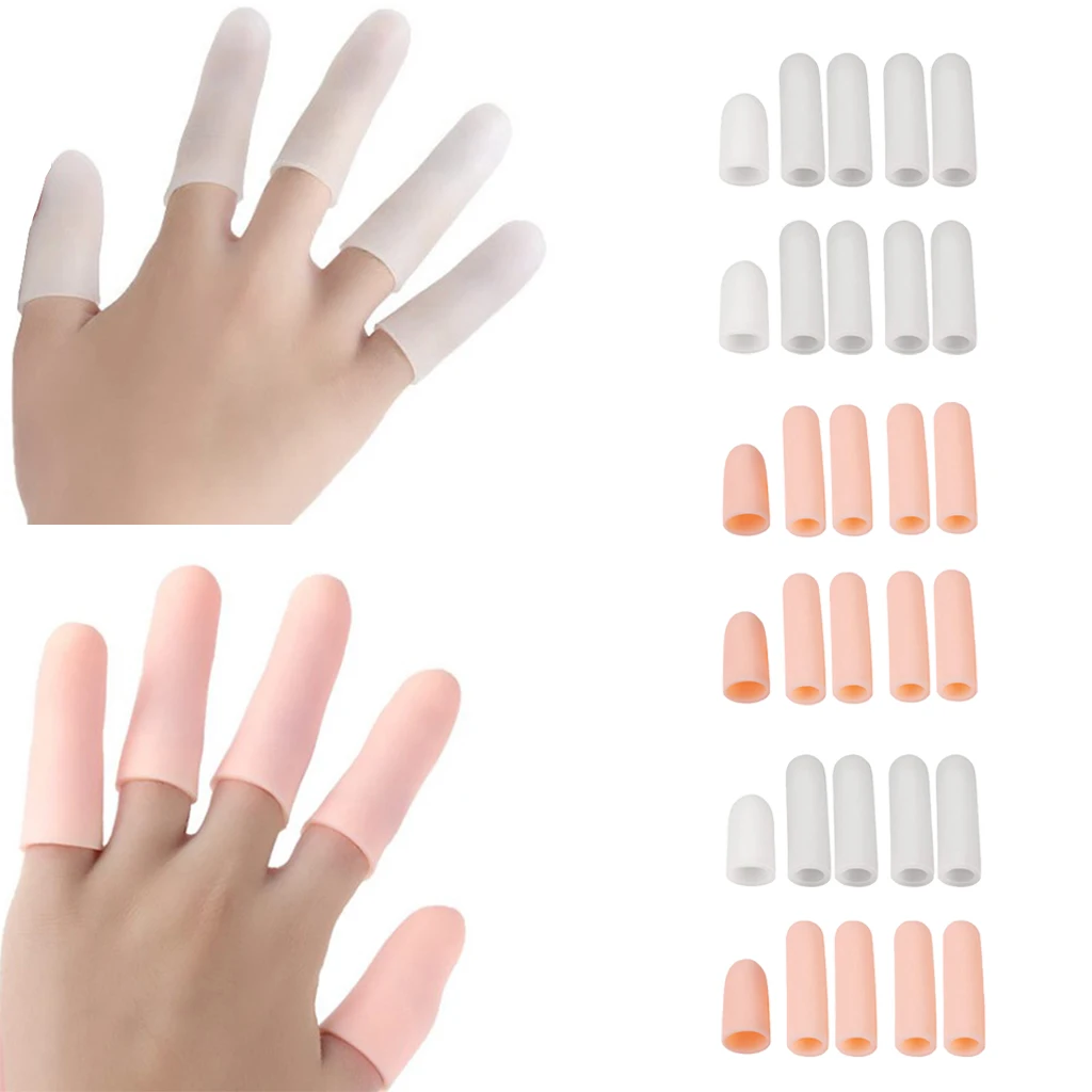 10pcs Multi-Purpose Gel Thumb Cover Protector Sleeves Finger Cots Tubes Caps for Cracked Fingertips Toe Hammer Skin Care