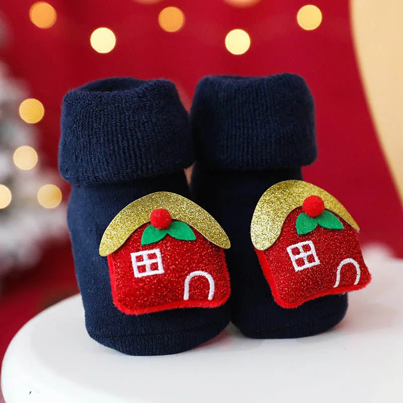 Winter New Children's Socks Woolen Ring Thickened Turn Mouth Cartoon Newborn To 3 Years Old Baby Socks Doll Christmas Baby