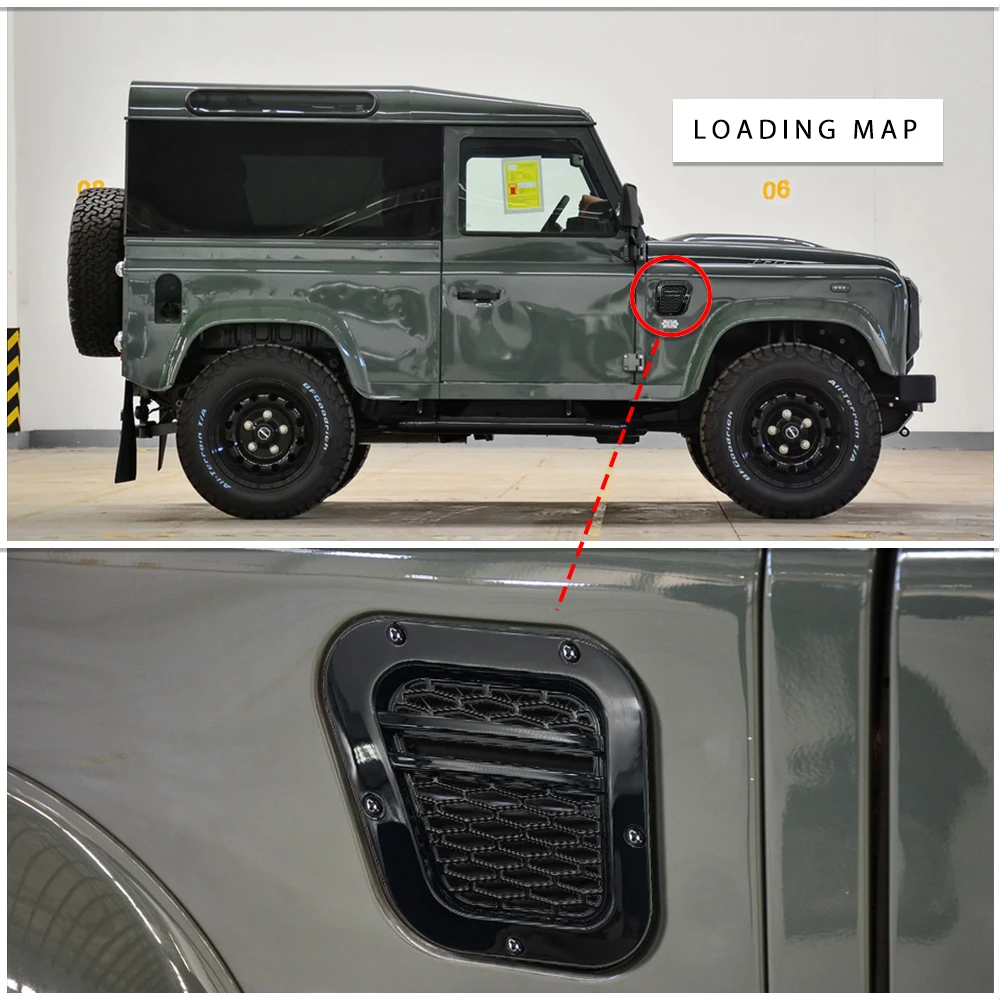 BigKing Griglie Presa D’Aria Laterali Per Defender 2004-2019 – Coperchi Nero Lucido, Decorazione Auto Sostitutiva