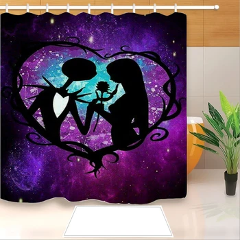 

New Arrival Nightmare Before Christmas 3D Print Shower Curtain Polyester Fabric Bathroom Curtain Waterproof Hook Bath Curtain 02