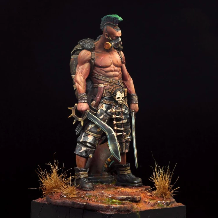 1/24 масштаб Неокрашенная Смола Mohawk воин Коллекция фигурка