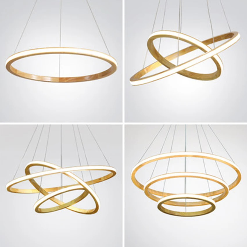 

Modern LED Aerial Hollow Circle Ring Solid Wood Pendant Lights Lighting Light Luxury Living Room Lamp Restaurant Bedroom Fixture