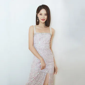 

5Yards Fashion Sequin Colourful Grids Lace Fabric French Embroidery Mesh Net Cloth DIY For Wedding Party Stage Dress Cheongsam