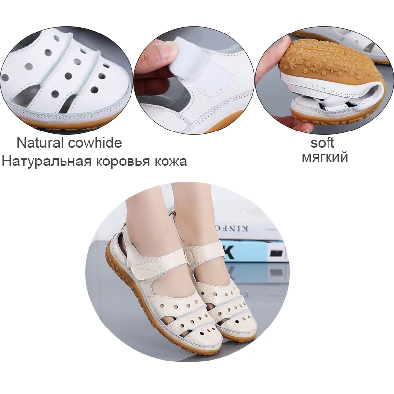 Summer Women Gladiator Sandals Ladies Hollow Casual Comfortable Soft Leather Skin Genuine Leather Flat Beach Sandals women sandals,women flats,comfortable sandals
