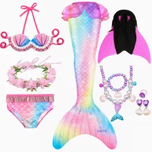 

Kids Summer Mermaid Tail with Flipper for Girl Holiday Princess Costume Swimmable Suit Party Bikini Dress Suit