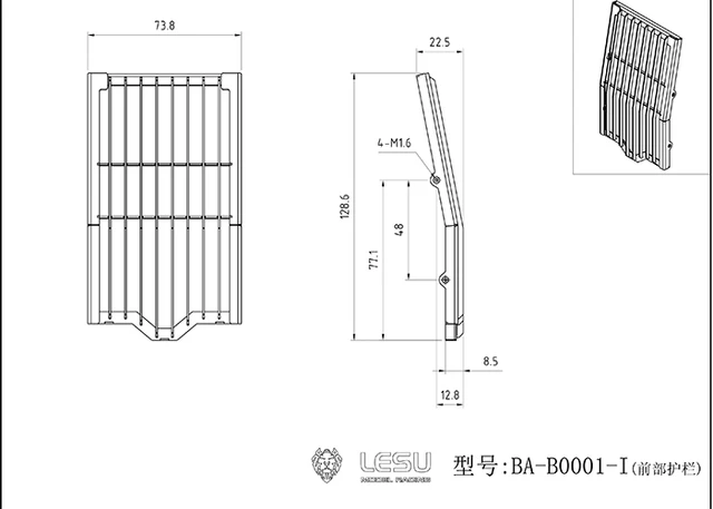 Metal Cabin Protective Fences Glass Safety for LESU 1/14 RC Hydraulic Carter 374 Excavator DIY Model Car 6