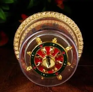 New Tibetan Tibet Buddhist 8 Cimelia Symbols Finger Prayer Wheel Amulet Statue 4