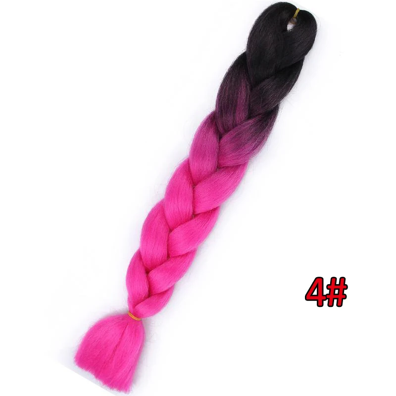 Энергичные огромные косички волосы Омбре вязанные крючком косички синтетические волосы для наращивания яки косички волосы блонд красный розовый - Цвет: # 1B