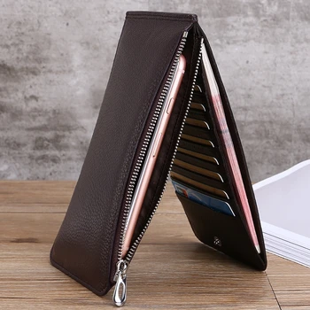 

First Layer Leather Card Package Multi-Card Position Anti-Magnetic Credit Card Set Long Fashion Men And Women Leather Wallet