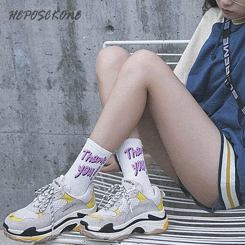 Носки в Корейском стиле с буквенным принтом в стиле Харадзюку, оригинальные забавные Женские носочки, Calcetines Mujer Divertidos Skarpetki