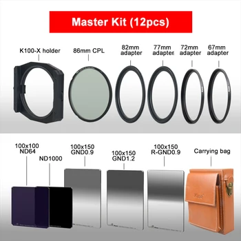 

Kase K100 ND GND Camera Lens Filter Kit ND64 Square Filter with 86mm CPL and 100mm 150mm Graduated Neutral Density With Bag
