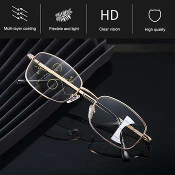 

Zilead Anti-blue Light Progressive Multifocal Reading Glasses Alloy Frame Women&Men Presbyopic Glasses With +1.0to+4.0