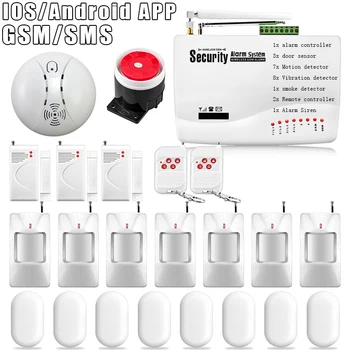 

Wireless GSM Burglar Alarm System Garage Detector Smoke Sensor Detector Russia English Voice Security Protection Auto Dial