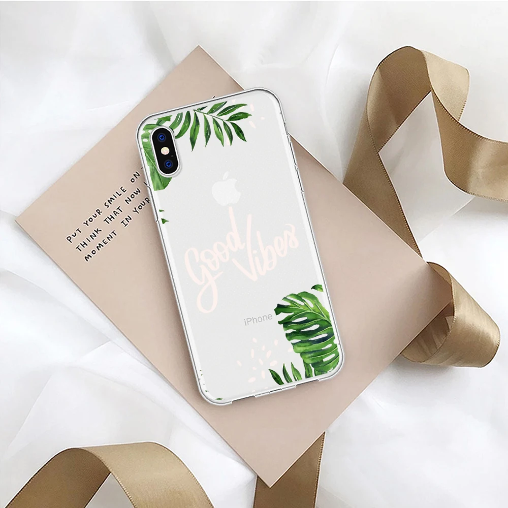 Flowers Plants phone Case For iPhone SE 2020 6S 7 8 Plus X XS Floral Luxury Transparent Cover 11 pro Letter case |