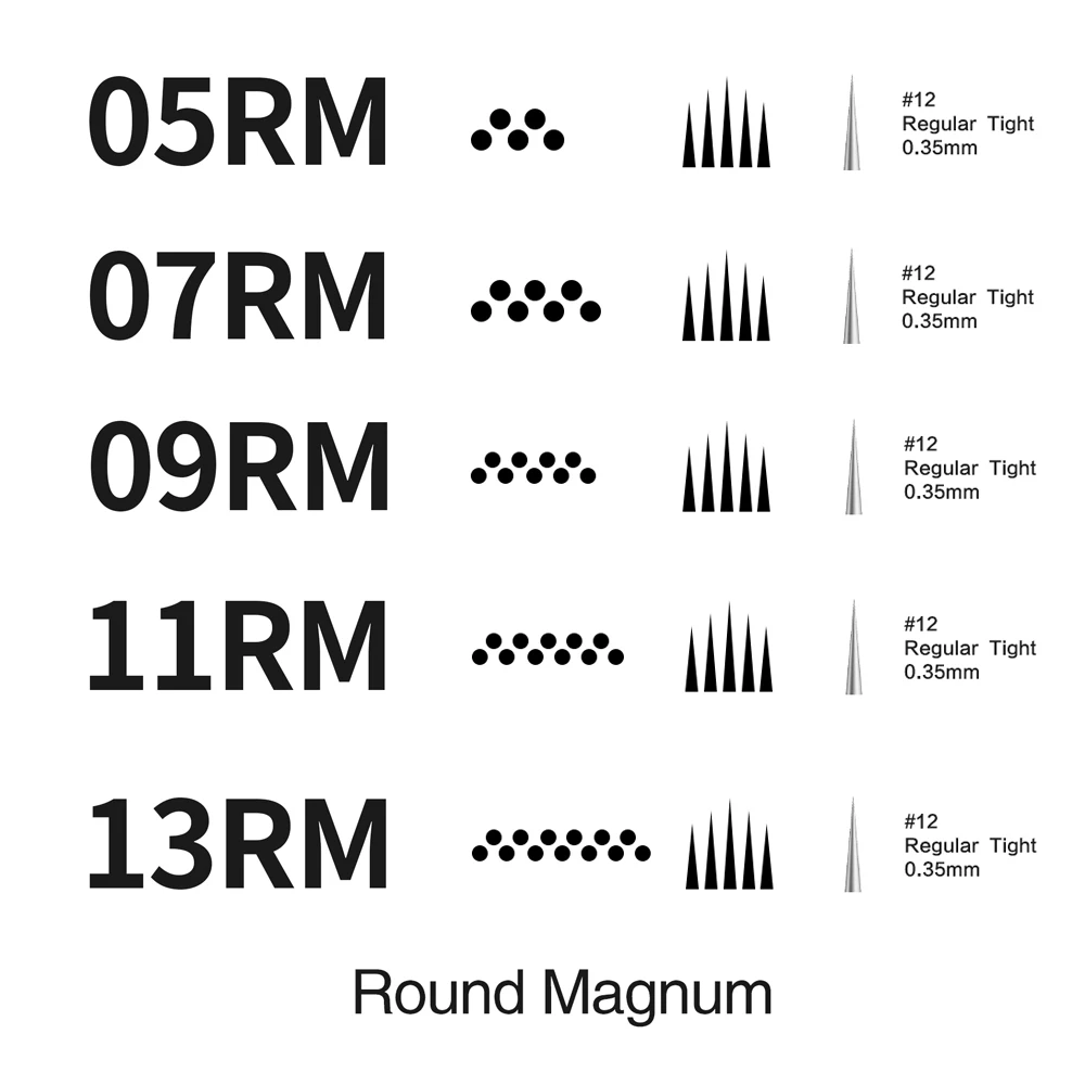 Клеймо иглы татуировки революция картридж изогнутый Magnum тату-машинка#12(0,35 мм игла) 1205RM 1207RM 1209RM 1211RM 1213RM 20 шт./кор