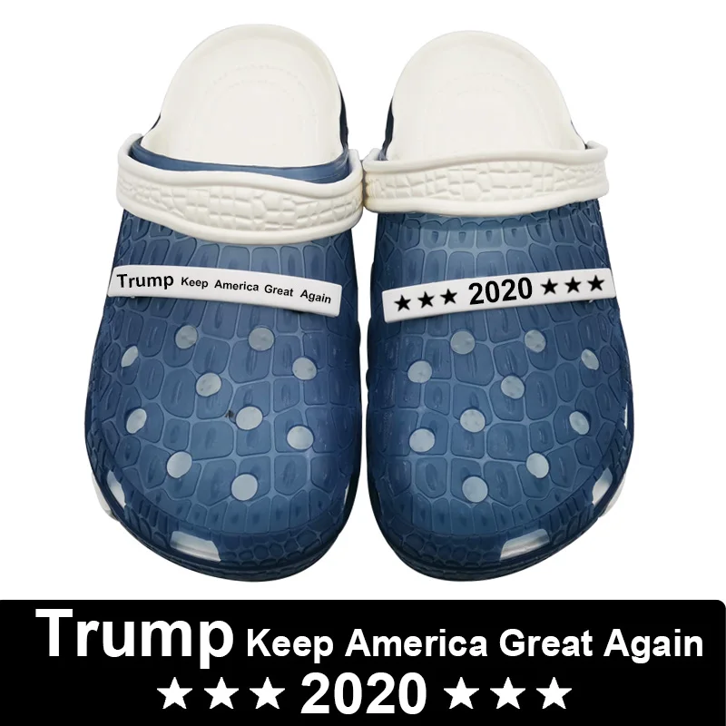 2020 Trump Keep America Great Again Slippers Crocks Hole Shoes Crok Clogs For Women EVA Unisex Beach Garden Shoes Crocse Zapatos