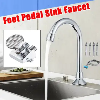 

Switch Control By Floor Foot Pedal Valve Copper Bathroom Basin Faucet Single Cold Tap Hospital Hotel Pedal Water Faucet