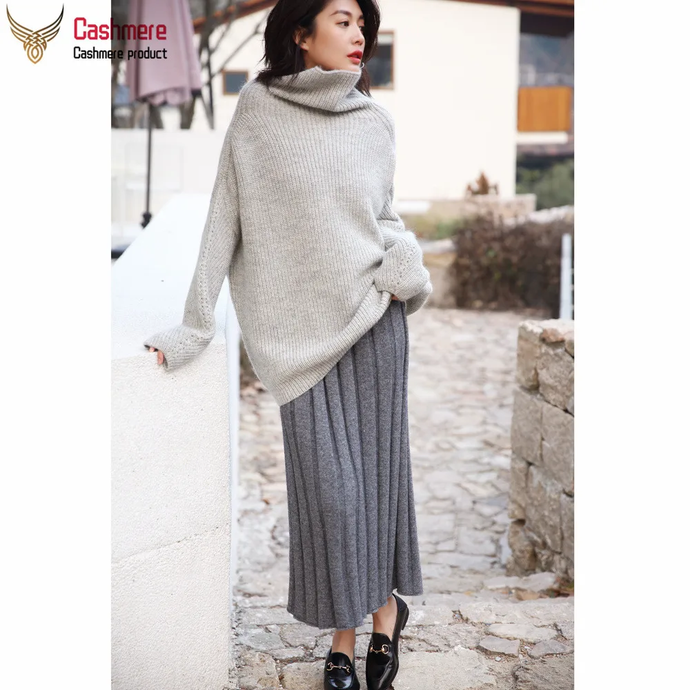 Korean version thick warm sweater female autumn winter high collar pullover mohair wool sweater female white red sweater female