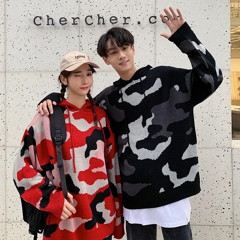 Winter Camo Sweater Men Fashion Printed Casual Hooded Sweaters Man Sweter Clothes Wild Loose Long-sleeved Pullover Men M-2L Winter Camo Sweater Men Fashion Printed Casual Hooded Sweaters Man Sweter Clothes Wild Loose Long-sleeved Pullover Men M-2L