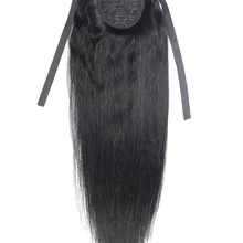 Chocola 16"-24" 80g Brazilian Machine Made Remy Hair Ribbon Ponytail Clip In Human Hair Extensions Horsetail Stragiht